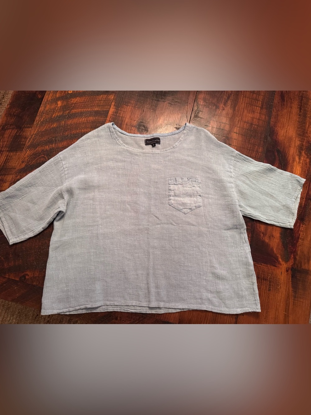 Flora Ashley Made In Italy Linen Shirt Top with Pocket Women’s Size Medium